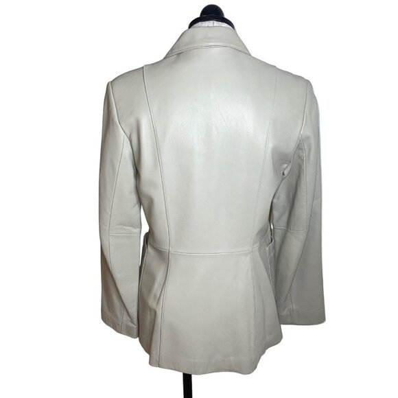 Classiques Entier Vintage Womens Blazer Jacket Size Small Beige Leather - Picture 8 of 10